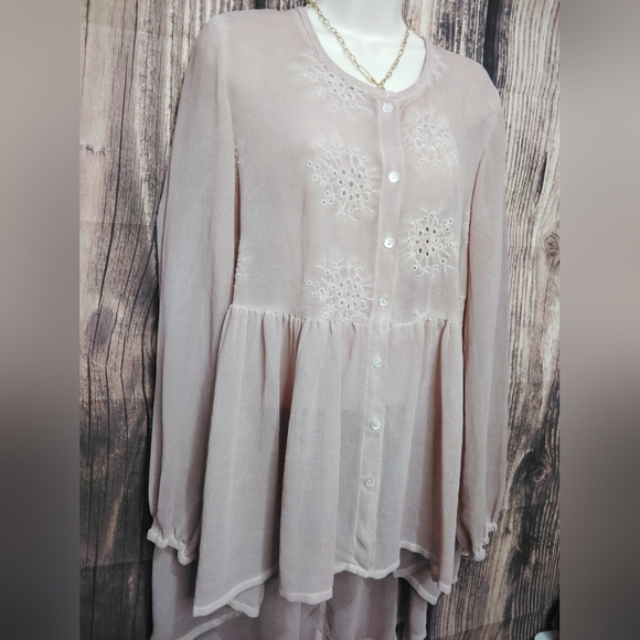 Indigo Thread Co.Elegant Sheer Blouse - Pink Mauve In Brand New Condition - Picture 3 of 6